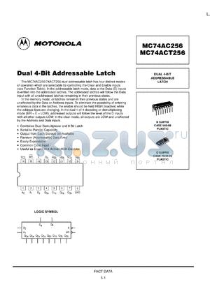 MC74ACT256D datasheet - Dual 4-bit addressable latch