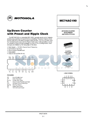 MC74AC190D datasheet - Up,down counter with preset and ripple clock