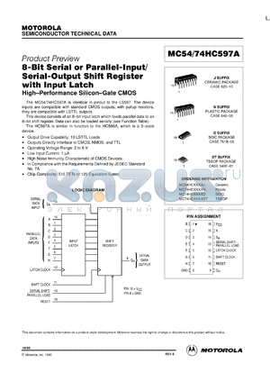 MC74HC597AD datasheet - 8-bit serial or parallel-input/serial-output shift register with input latch