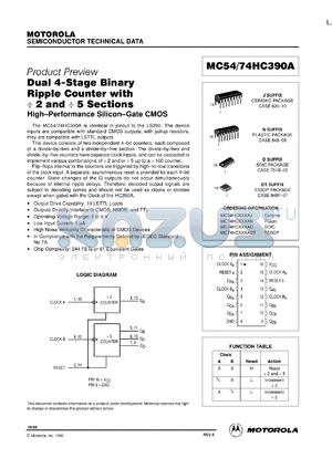 MC54HC390AJ datasheet - Dual 4-stage binary ripple counter with/2 and/5 sections
