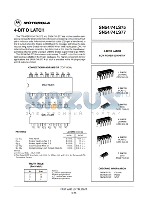 SN74LS75AN datasheet - 4-bit latch