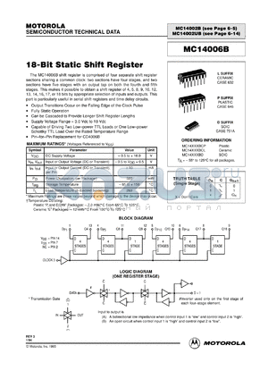 MC14006BCP datasheet - 18-bit static shift register