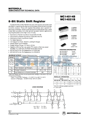 MC14014BCL datasheet - 8-bit static shift register