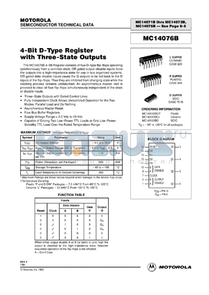 MC14076BCL datasheet - 4-bit D-type register with three-state output