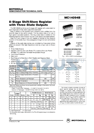 MC14094BCL datasheet - 8-stage shift/store register