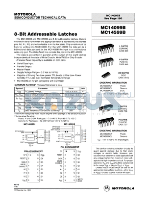 MC14599BCP datasheet - 8-bit addressable latche