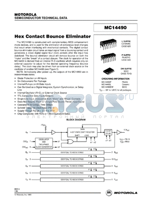 MC14490L datasheet - Hex contact bounce eliminator