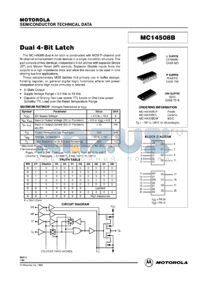 MC14508BCL datasheet - Dual 4-bit latch