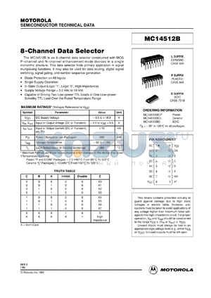 MC14512BCL datasheet - 8-channel data selector