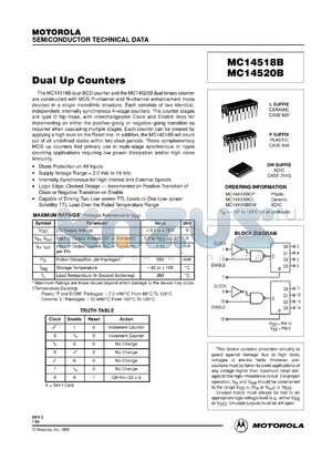 MC14520BCL datasheet - Dual up counter