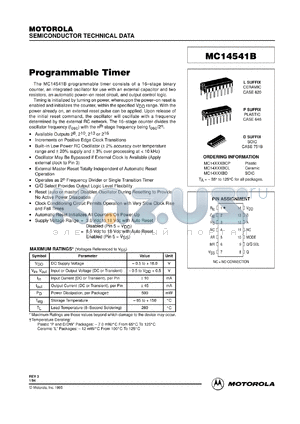 MC14541BCL datasheet - Programmable timer