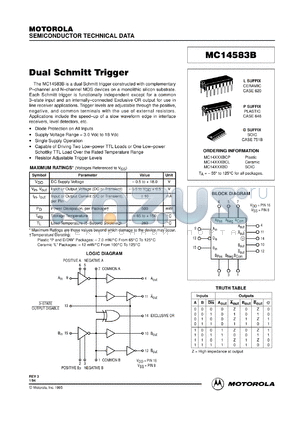 MC14583BD datasheet - Dual schmitt trigger