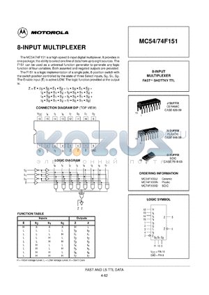 MC74F151N datasheet - 8-input multiplexer