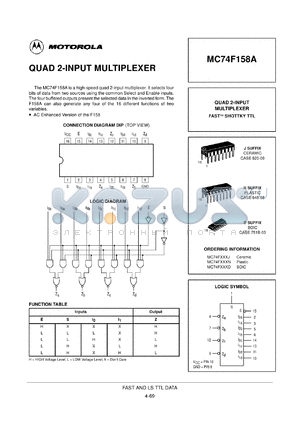MC74F158AN datasheet - Quad 2-input multiplexer