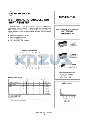 MC74F164AN datasheet - 8-bit serial-in,parallel-out shift register