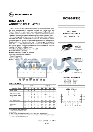 MC74F256D datasheet - Dual 4-bit addressable latch