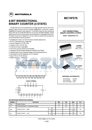 MC74F579DW datasheet - 8-bit bidirectional binary counter