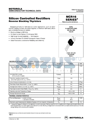 MCR16D datasheet - Silicon controlled rectifier