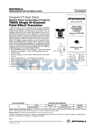 MTSF3N02HDR2 datasheet - TMOS single N-channel field effect transistor