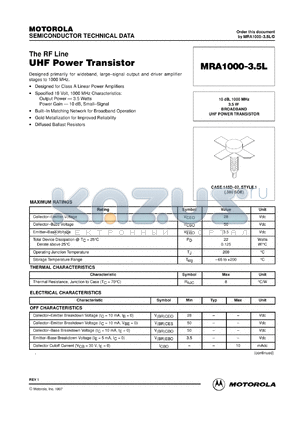 MRA1000-3.5L datasheet - VNF power transistor