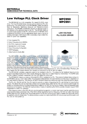 MPC991FA datasheet - Low voltage PLL clock driver