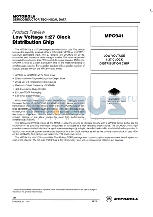 MPC941FA datasheet - Low voltage 1:27 clock distribution chip
