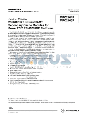 MPC2105P datasheet - 256KB/ 512KB burstRAM secondary cache module