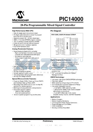 PIC14000T-04/JW datasheet - 28-PIN programmable mixed signal controller