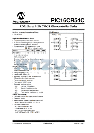 PIC16CR54C-04/P datasheet - ROM-based 8-Bit CMOS microcontroller