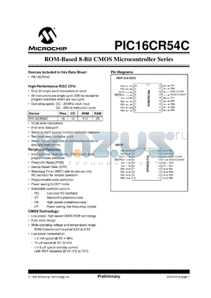 PIC16CR54CT-20/SO datasheet - ROM-based 8-Bit CMOS microcontroller