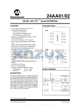 24AA01-/SN datasheet - 1K 2.5V I2C EEPROM