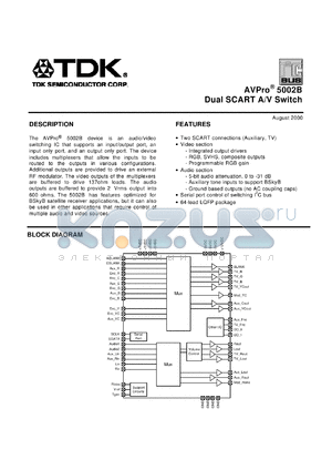 502BXXA64CGT datasheet - Dual SCART A/V switch