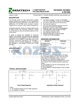 EZ1086CT-3.45 datasheet - 3.45V  1.5AMP  positive voltage regulator