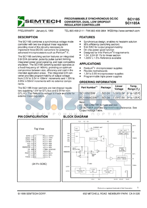 SC1185-2.5ACSW.TR datasheet - 2.5V programmable synchronous DC/DC  controller