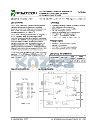 SC1166-1.5CSW.TR datasheet - 1.5V programmable synchronous DC/DC converter, regulator controller