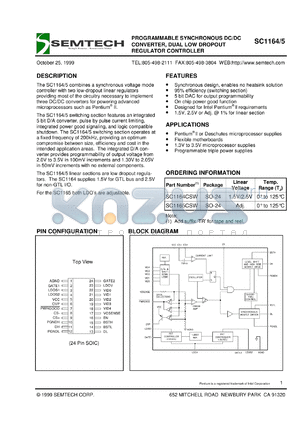 SC1164-2.5CSW.TR datasheet - 2.5V programmable synchronous DC/DC  controller