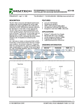 SC1156CSW.TR datasheet - Programmable synchronous DC/DC  controller