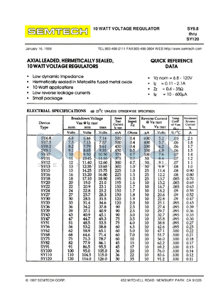 SY91 datasheet - 10 watt voltage regulator