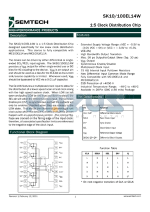 SK100EL14WU datasheet - 1:5 clock distribution chip