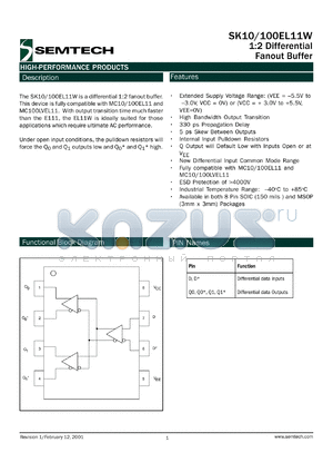 SK10EL11WU datasheet - 1:2 differential fanout buffer