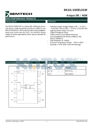 SK10EL01WU datasheet - 4-input OR/NOR