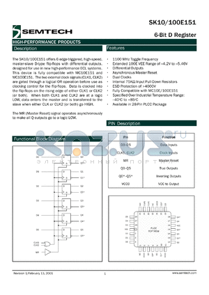 SK100E151PJ datasheet - 6-bit D register