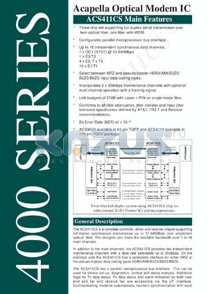 ACS4110 datasheet - Optical modem IC