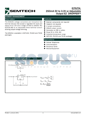 EZ5Z3L-S3.TR datasheet - 250mA  5V to 3V or adjustable  output EZ dropper