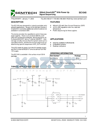 SC1545CSTR datasheet - 500 mA  smart LDO