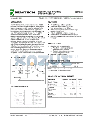 SC1650CSTR datasheet - High-voltage inverting DC-DC converter