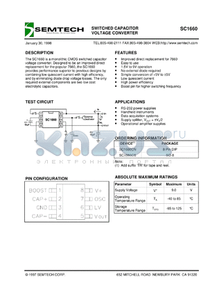 SC1660CSTR datasheet - Switched capacitor voltage converter