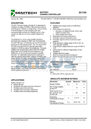 SC1766CS08TR datasheet - Battery charge controller