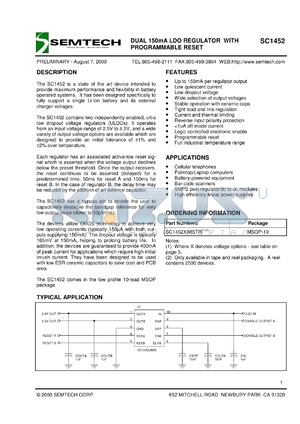 SC1452-2.5IMSTR datasheet - 2.5V dual 150mA LDO regulator