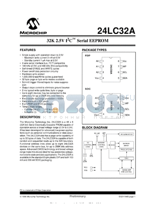 24LC32A-/SM datasheet - 32K 2.5V I2C EEPROM